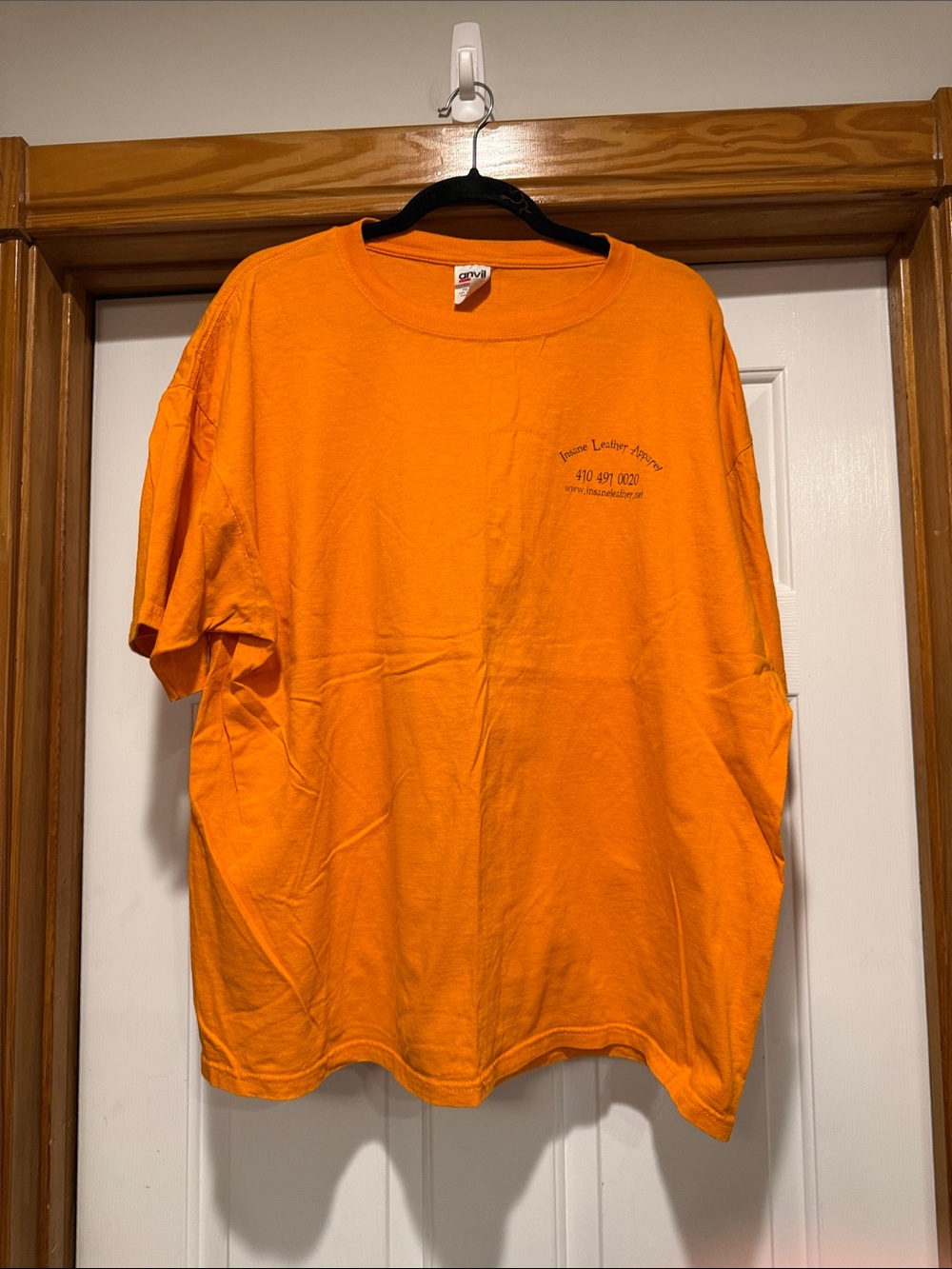 Anvil Orange Short Sleeve Crewneck Tee with Small Chest Text